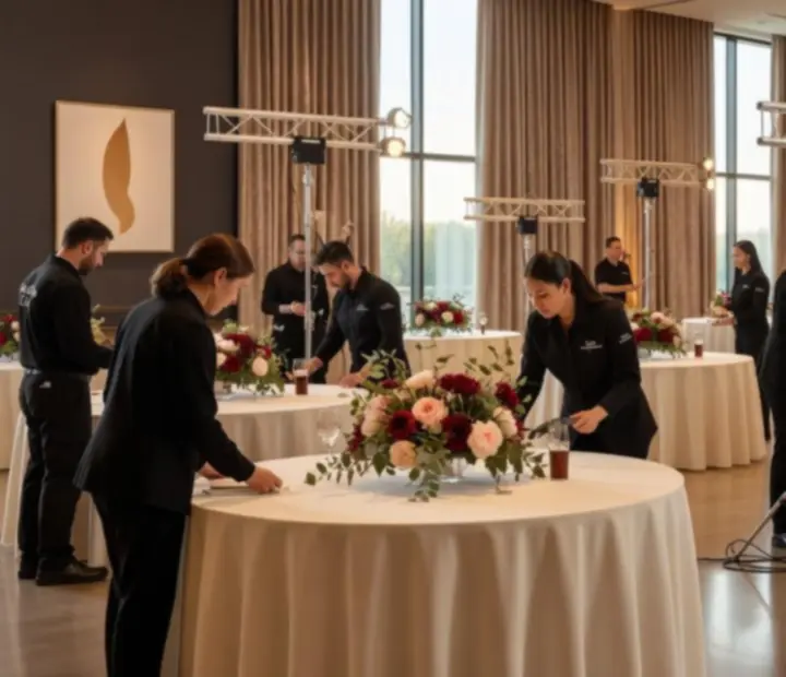 Próby techniczne i przygotowania do eleganckiej gali korporacyjnej